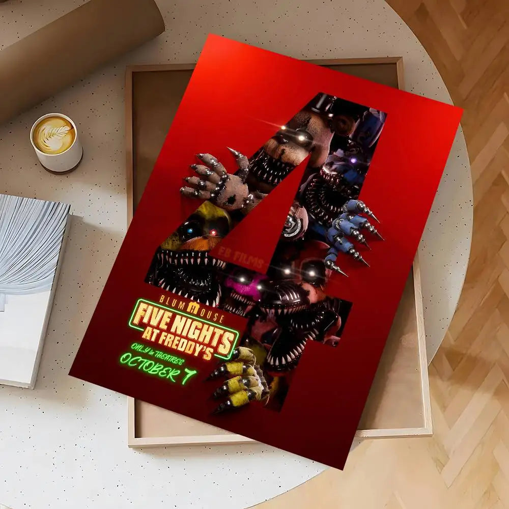 Anime Fnaf Five-nights-At-Freddys 2 Poster Self-adhesive Waterproof Sticker For Bar Room Decor High Quality Print Gift