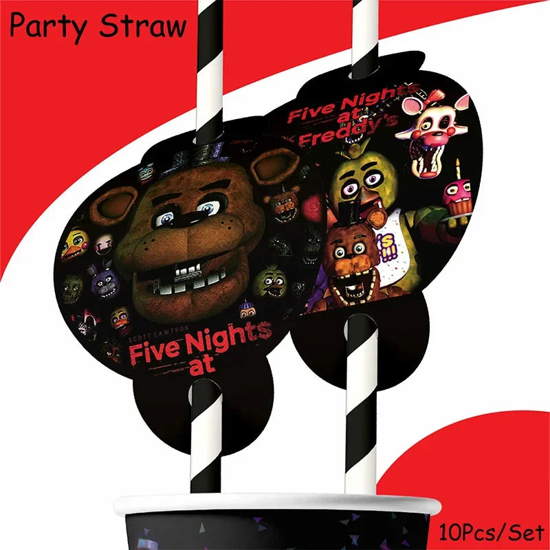 FNAF Freddy Theme Funny Party Supplies Tableware Paper Cup Plate Flag Baby Shower Balloons APRIL FOOL'S DAY Party Decoration