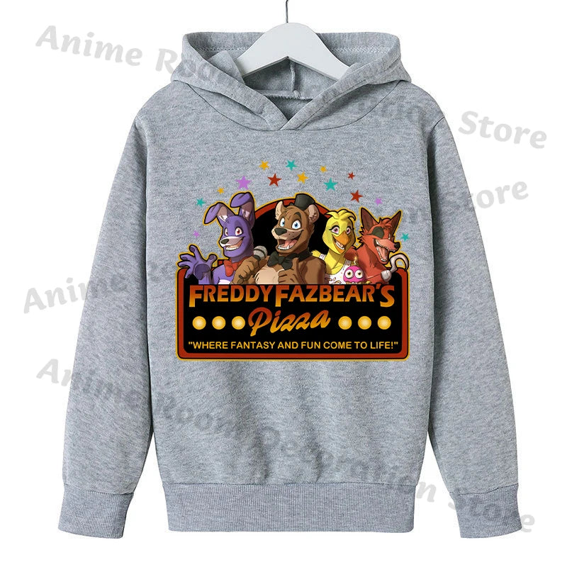 Five Nights At Freddy Hoodie for Children FNAF Anime Cartoon Cute Hooded Sweatshirt Boys Girls Autumn Fashion Sports Hoodies