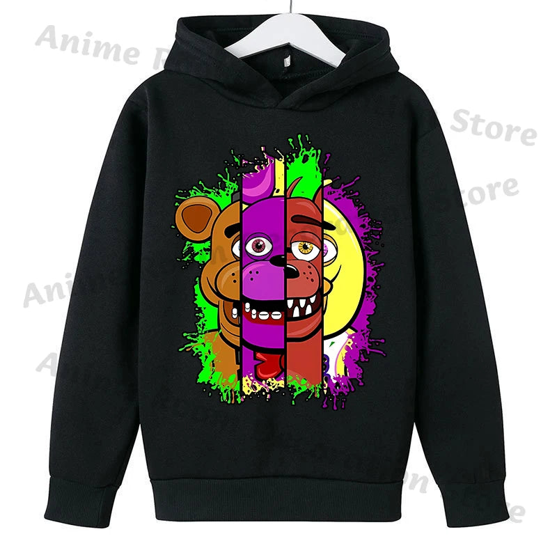 Five Nights At Freddy Hoodie for Children FNAF Anime Cartoon Cute Hooded Sweatshirt Boys Girls Autumn Fashion Sports Hoodies