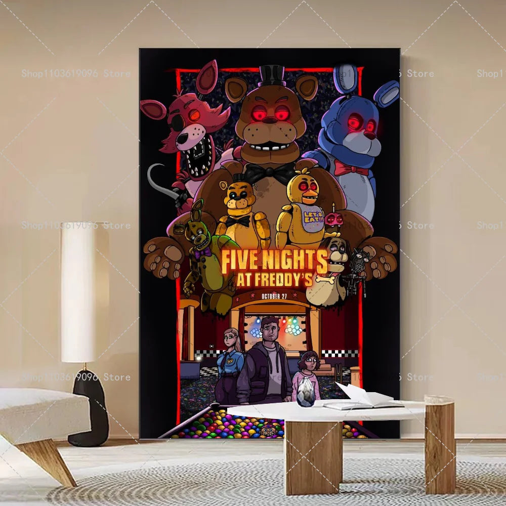 Popula Game Movie FNAF Five-nights-At-Freddys Poster Self-adhesive Art Waterproof Paper Sticker Coffee House Bar Room Wall Decor