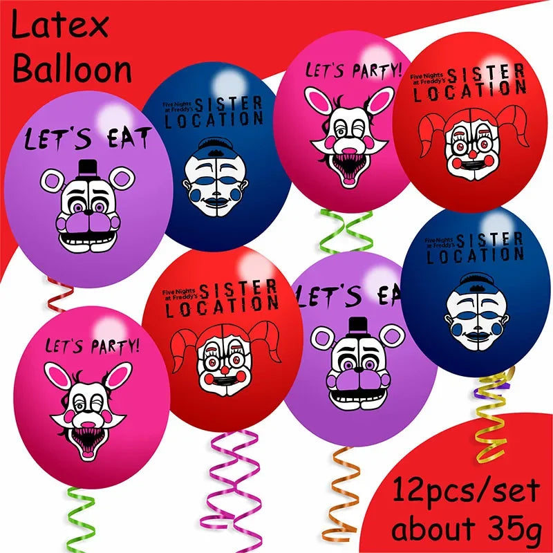 FNAF Freddy Theme Funny Party Supplies Tableware Paper Cup Plate Flag Baby Shower Balloons APRIL FOOL'S DAY Party Decoration