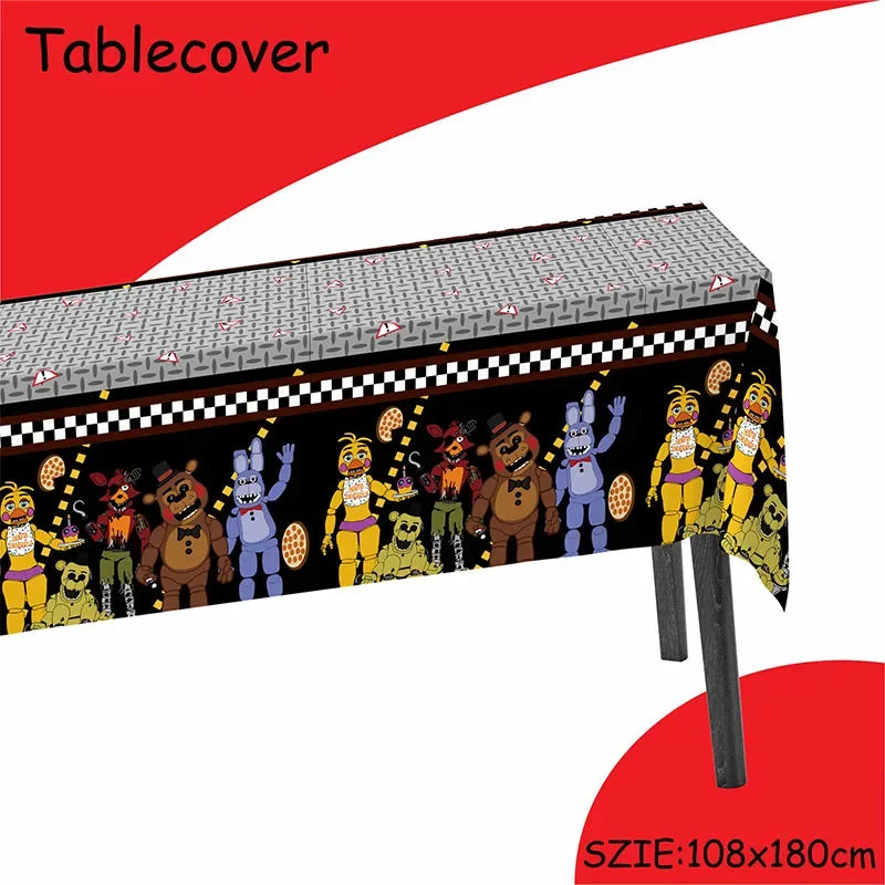 FNAF Freddy Theme Funny Party Supplies Tableware Paper Cup Plate Flag Baby Shower Balloons APRIL FOOL'S DAY Party Decoration