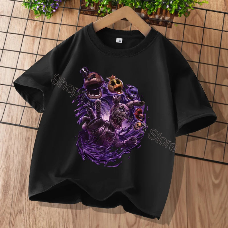 New Five Nights At Freddys Kids T-shirts FNAF Cartoon Graphic T-shirt Children Casual Sports Tops Short Sleeves Kids Clothing