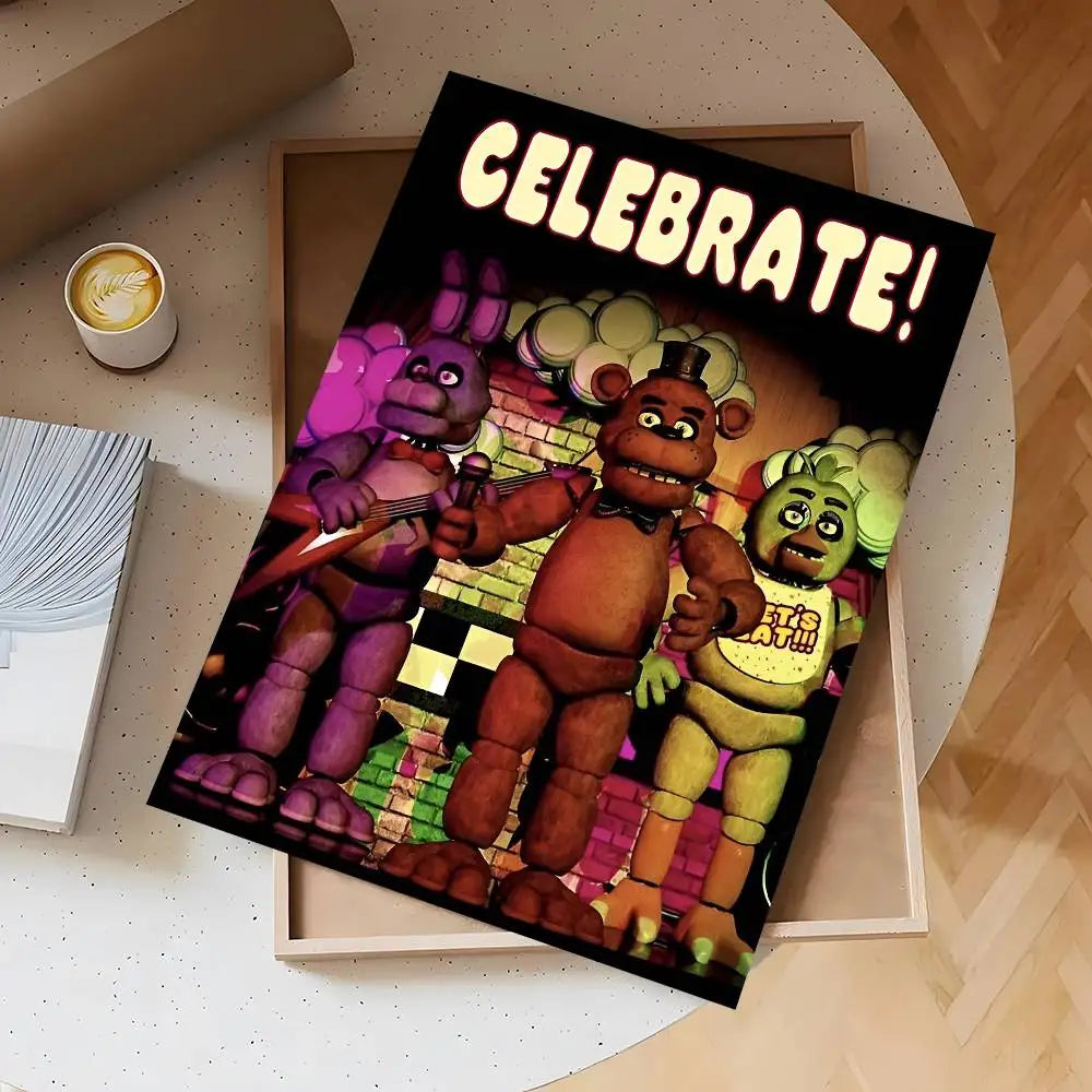 Anime Fnaf Five-nights-At-Freddys 2 Poster Self-adhesive Waterproof Sticker For Bar Room Decor High Quality Print Gift