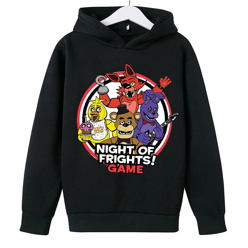 Five Nights At Freddy Hoodie for Children FNAF Anime Cartoon Cute Hooded Sweatshirt Boys Girls Autumn Fashion Sports Hoodies
