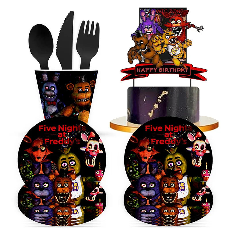 FNAF Five Nights At Freddy´s Party Theme Halloween Decor Disposable Birthday Party Tableware Digital Balloon Background Supplie