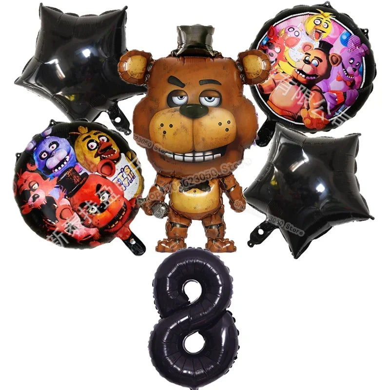 Five Nights At Freddys Birthday Decorative Balloon Anime FNAF Ballons Numbers Balloons Cute Party Decorations Photographic Props