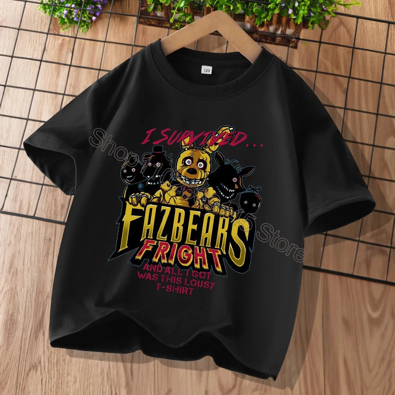 New Five Nights At Freddys Kids T-shirts FNAF Cartoon Graphic T-shirt Children Casual Sports Tops Short Sleeves Kids Clothing