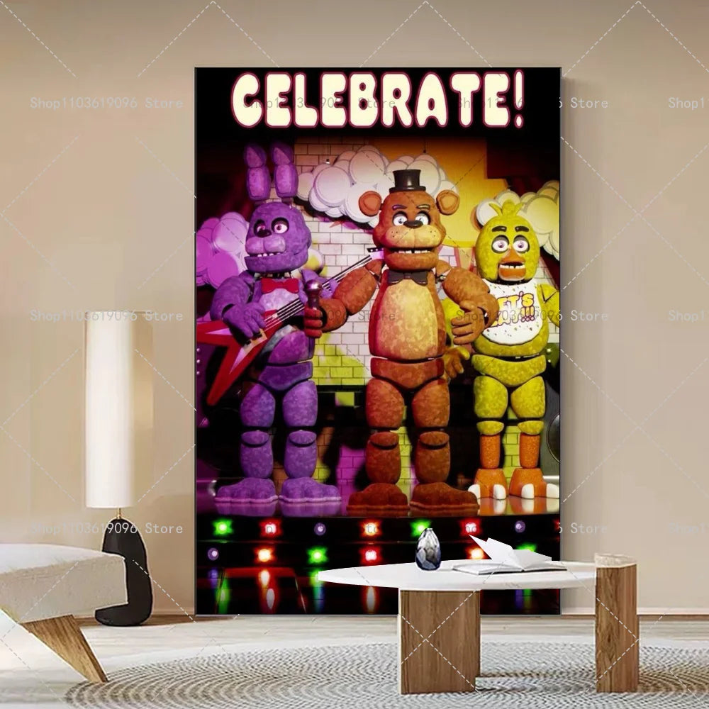 Popula Game Movie FNAF Five-nights-At-Freddys Poster Self-adhesive Art Waterproof Paper Sticker Coffee House Bar Room Wall Decor
