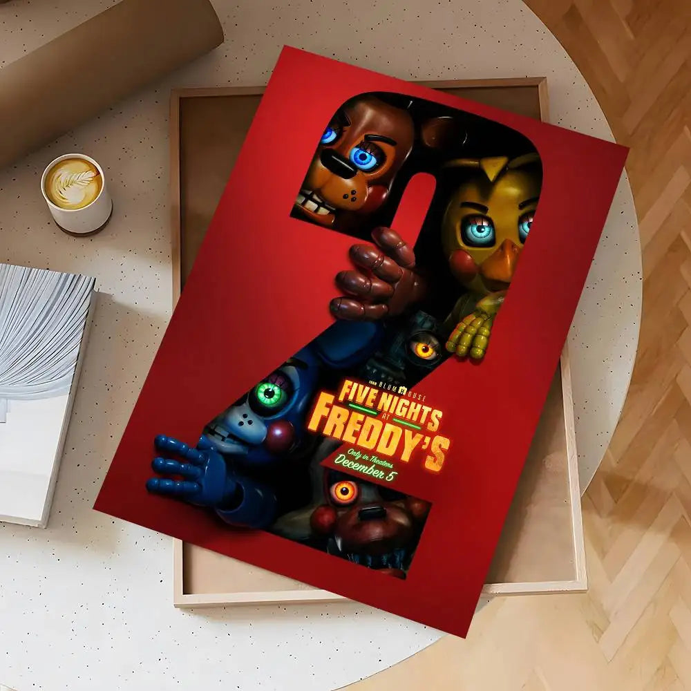 Anime Fnaf Five-nights-At-Freddys 2 Poster Self-adhesive Waterproof Sticker For Bar Room Decor High Quality Print Gift