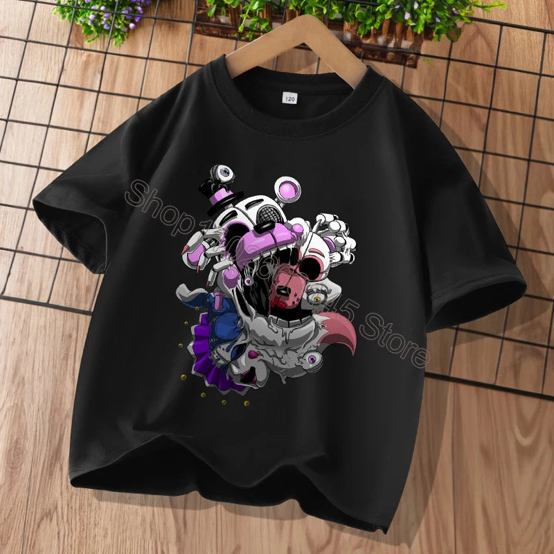 New Five Nights At Freddys Kids T-shirts FNAF Cartoon Graphic T-shirt Children Casual Sports Tops Short Sleeves Kids Clothing