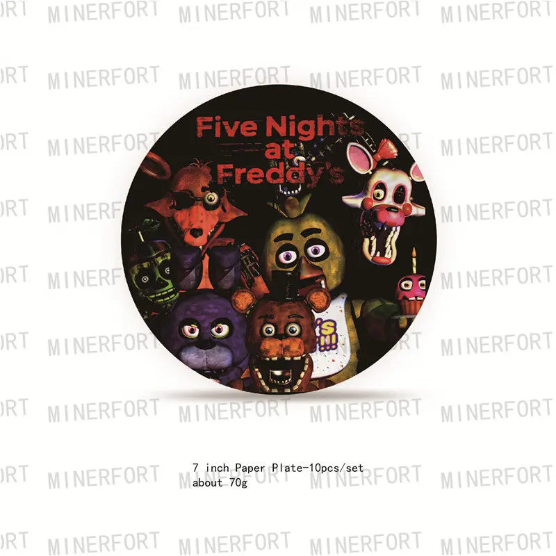 FNAF Five Nights At Freddy´s Party Theme Halloween Decor Disposable Birthday Party Tableware Digital Balloon Background Supplie