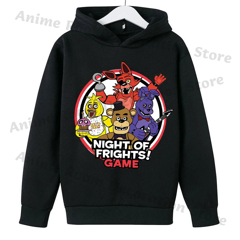 Five Nights At Freddy Hoodie for Children FNAF Anime Cartoon Cute Hooded Sweatshirt Boys Girls Autumn Fashion Sports Hoodies