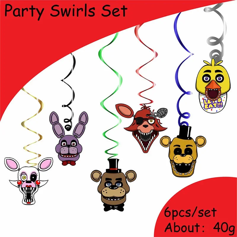 FNAF Freddy Theme Funny Party Supplies Tableware Paper Cup Plate Flag Baby Shower Balloons APRIL FOOL'S DAY Party Decoration