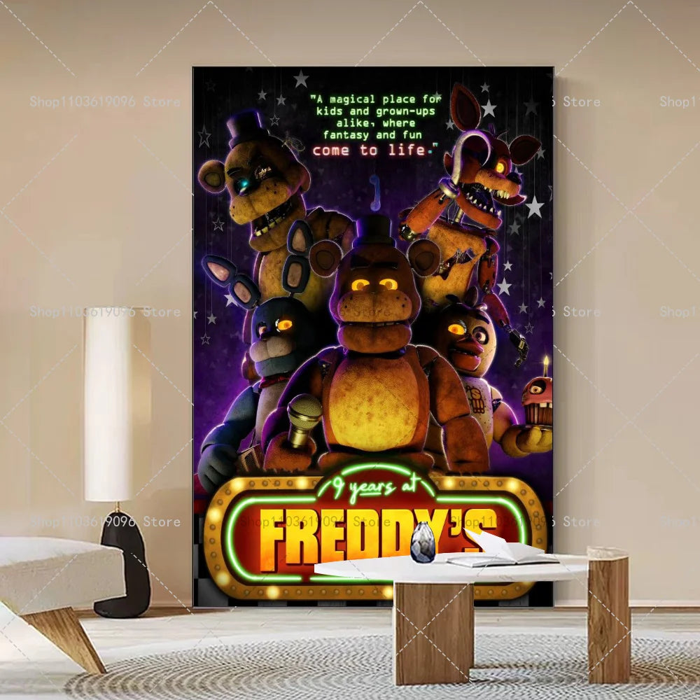 Popula Game Movie FNAF Five-nights-At-Freddys Poster Self-adhesive Art Waterproof Paper Sticker Coffee House Bar Room Wall Decor