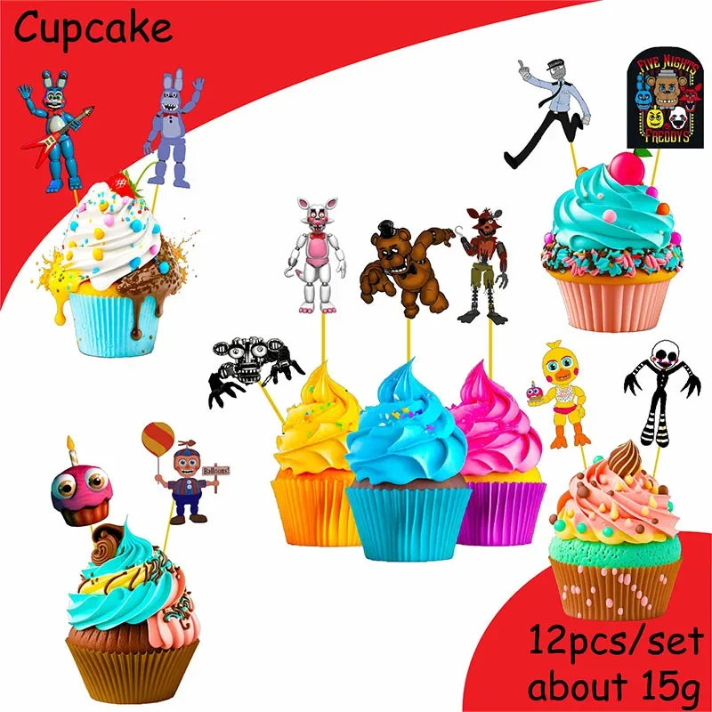 FNAF Freddy Theme Funny Party Supplies Tableware Paper Cup Plate Flag Baby Shower Balloons APRIL FOOL'S DAY Party Decoration
