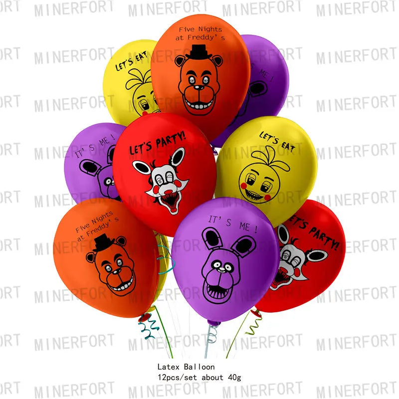 FNAF Five Nights At Freddy´s Party Theme Halloween Decor Disposable Birthday Party Tableware Digital Balloon Background Supplie