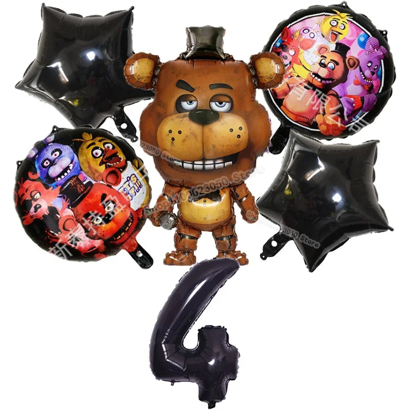 Five Nights At Freddys Birthday Decorative Balloon Anime FNAF Ballons Numbers Balloons Cute Party Decorations Photographic Props
