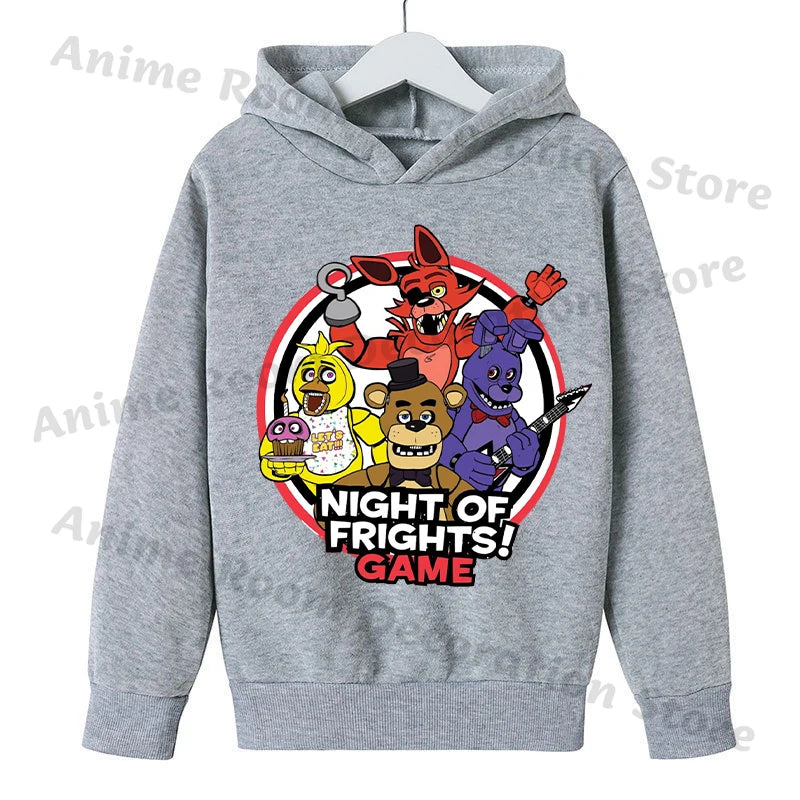 Five Nights At Freddy Hoodie for Children FNAF Anime Cartoon Cute Hooded Sweatshirt Boys Girls Autumn Fashion Sports Hoodies