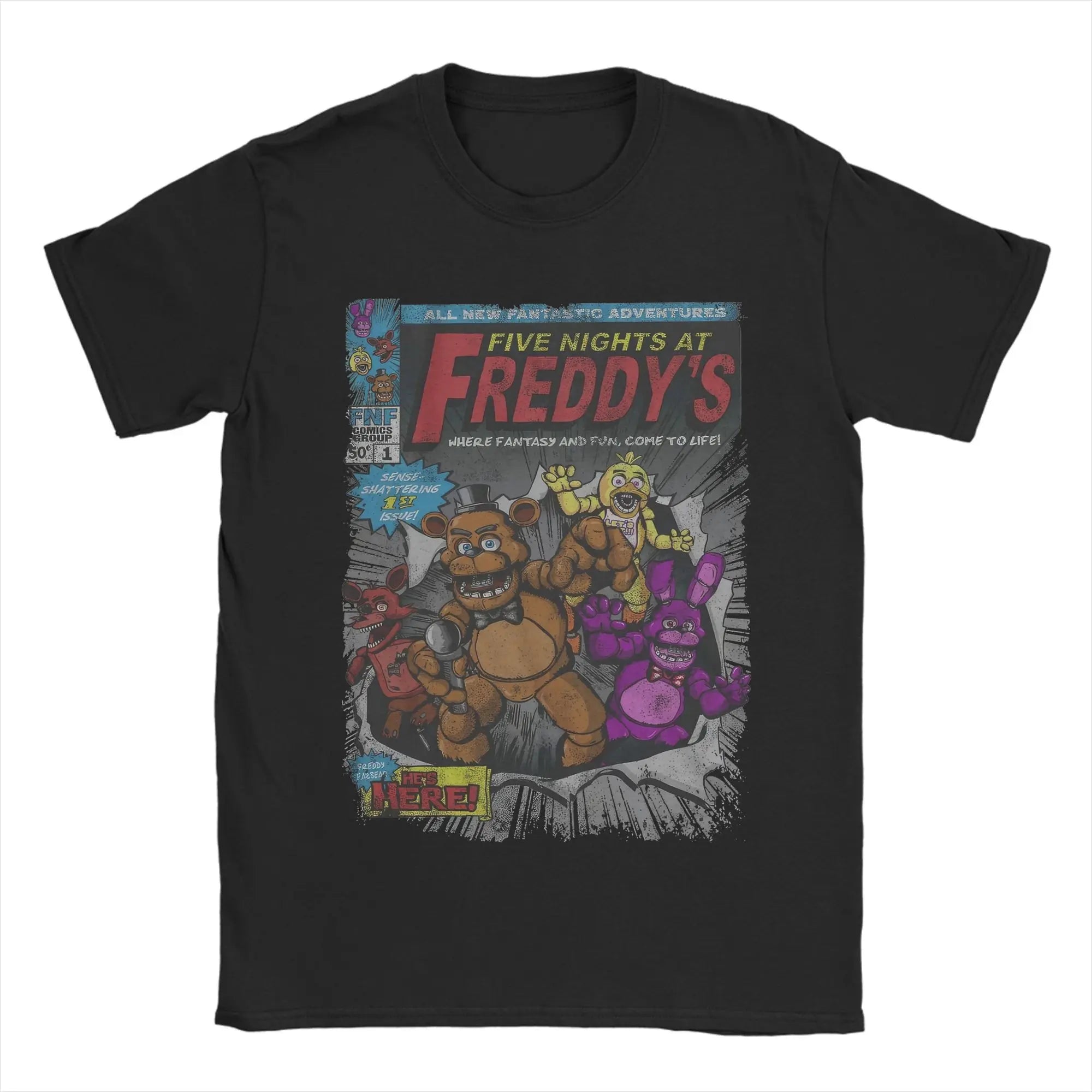 FNAF At Freddys Men's Humorous T-shirt Round Neck T-shirt Short Sleeve Top Casual T-shirt