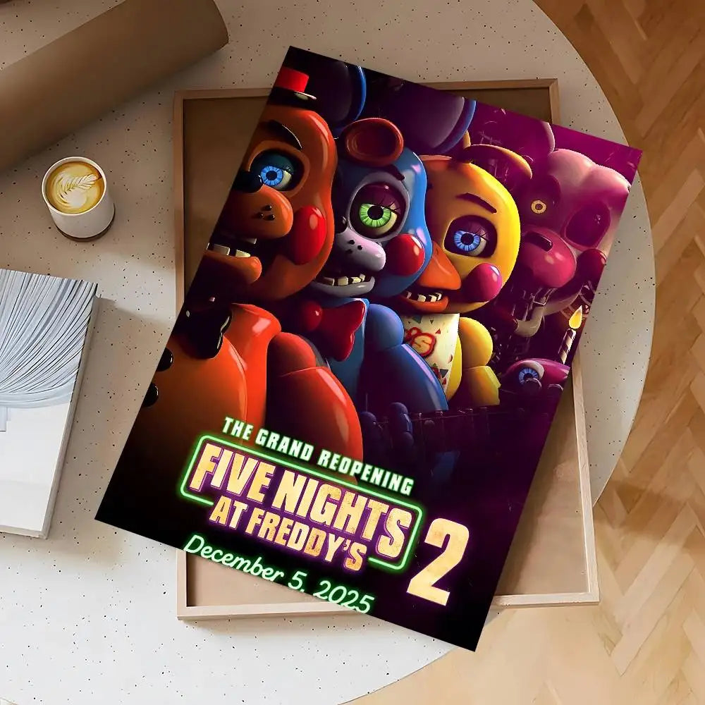 Anime Fnaf Five-nights-At-Freddys 2 Poster Self-adhesive Waterproof Sticker For Bar Room Decor High Quality Print Gift