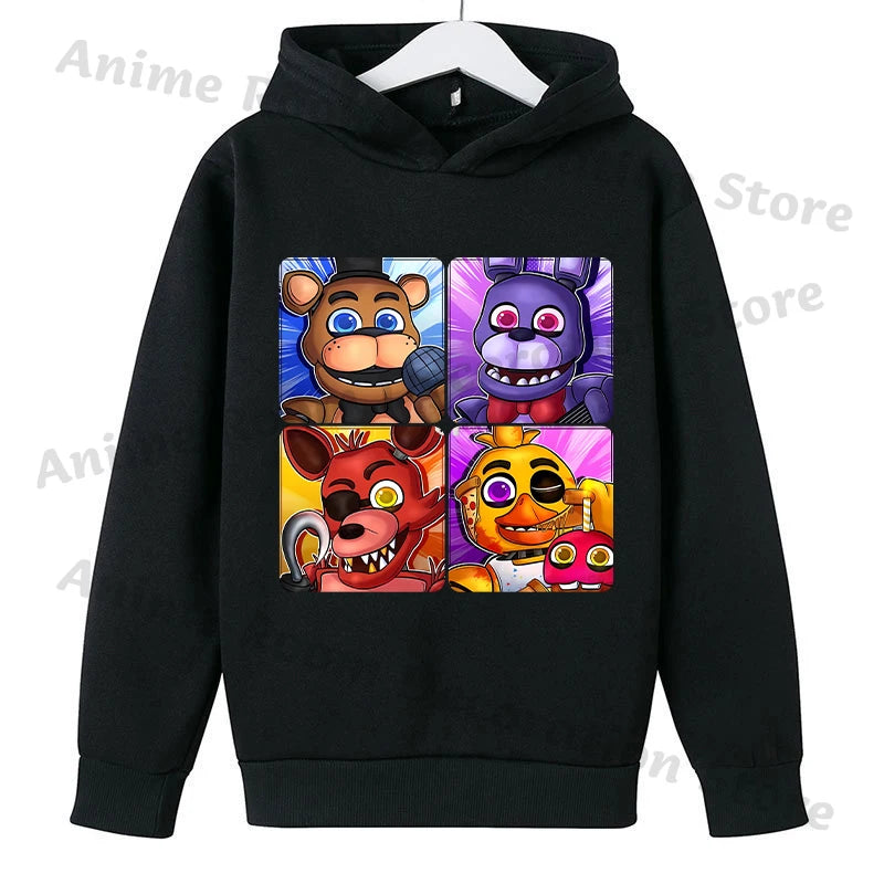 Five Nights At Freddy Hoodie for Children FNAF Anime Cartoon Cute Hooded Sweatshirt Boys Girls Autumn Fashion Sports Hoodies