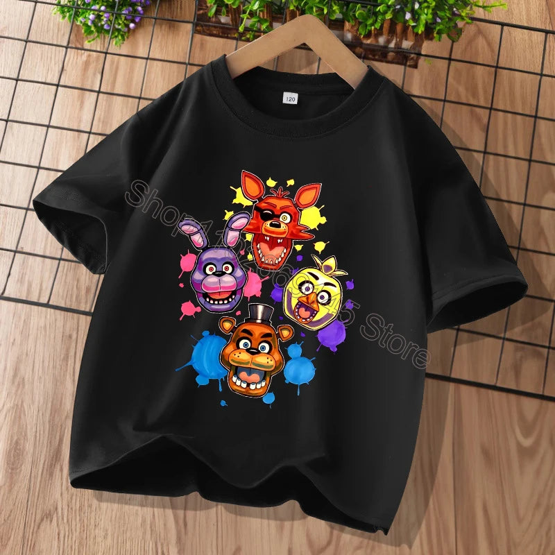 New Five Nights At Freddys Kids T-shirts FNAF Cartoon Graphic T-shirt Children Casual Sports Tops Short Sleeves Kids Clothing