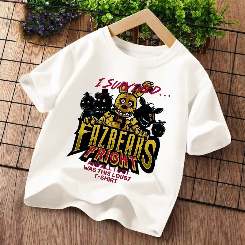 New Five Nights At Freddys Kids T-shirts FNAF Cartoon Graphic T-shirt Children Casual Sports Tops Short Sleeves Kids Clothing