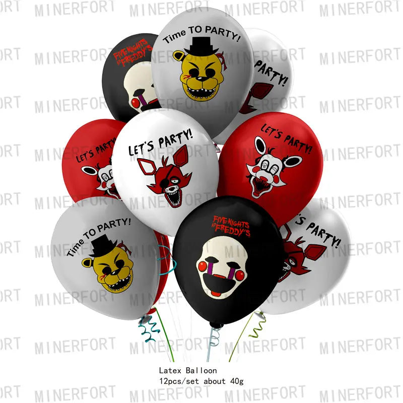 FNAF Five Nights At Freddy´s Party Theme Halloween Decor Disposable Birthday Party Tableware Digital Balloon Background Supplie