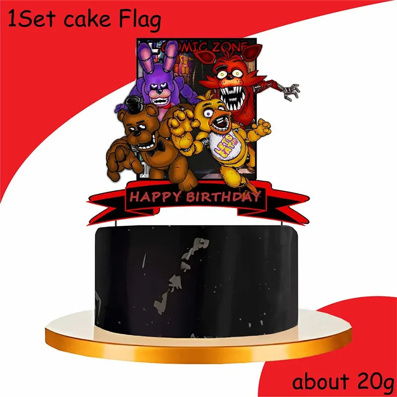 FNAF Freddy Theme Funny Party Supplies Tableware Paper Cup Plate Flag Baby Shower Balloons APRIL FOOL'S DAY Party Decoration