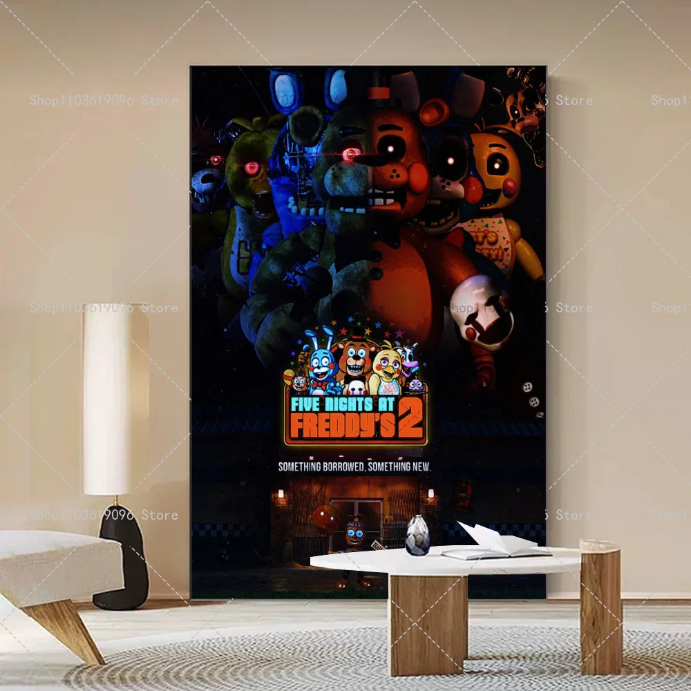 Popula Game Movie FNAF Five-nights-At-Freddys Poster Self-adhesive Art Waterproof Paper Sticker Coffee House Bar Room Wall Decor