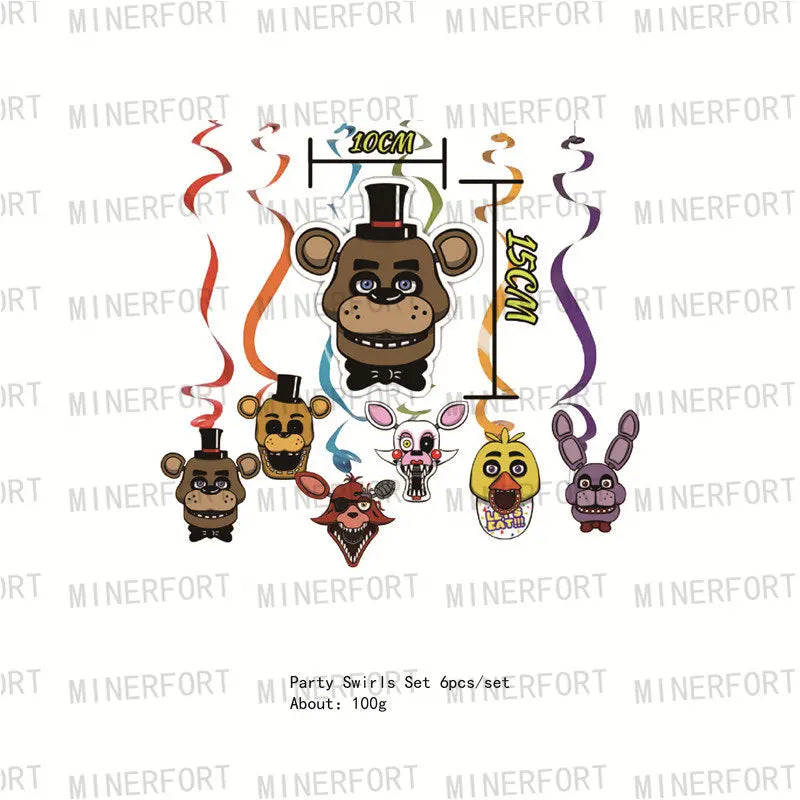 FNAF Five Nights At Freddy´s Party Theme Halloween Decor Disposable Birthday Party Tableware Digital Balloon Background Supplie