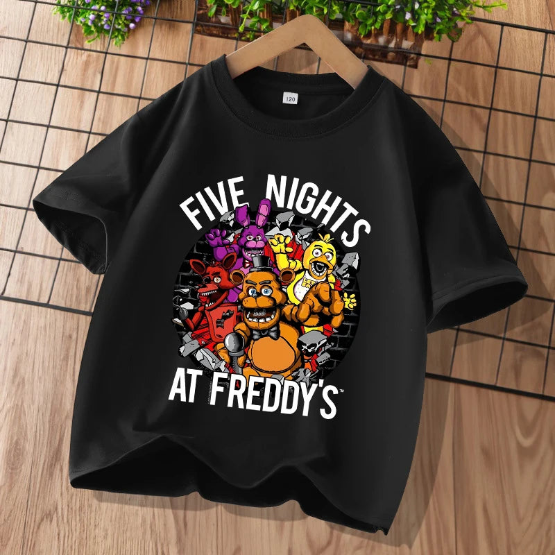New Five Nights At Freddys Kids T-shirts FNAF Cartoon Graphic T-shirt Children Casual Sports Tops Short Sleeves Kids Clothing