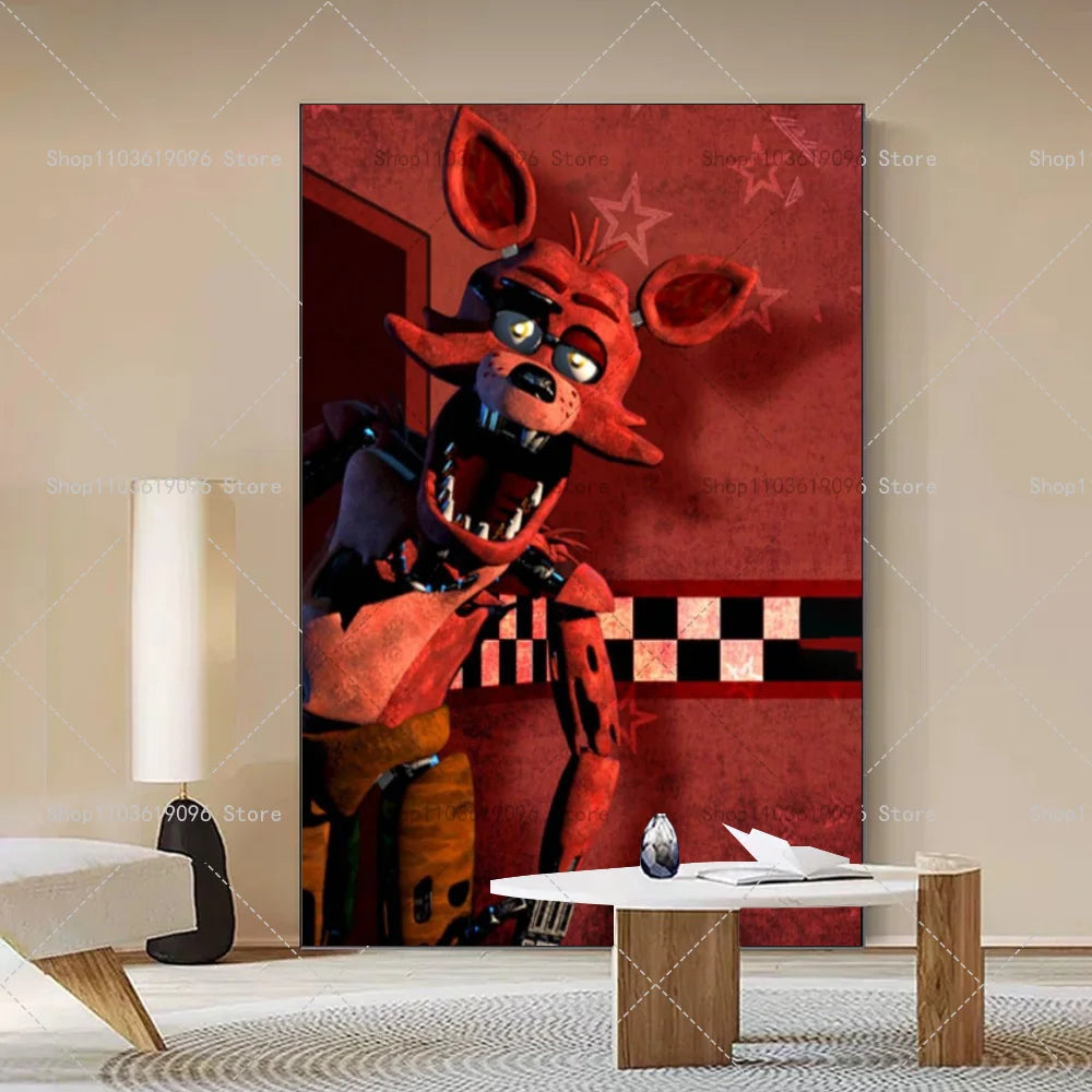 Popula Game Movie FNAF Five-nights-At-Freddys Poster Self-adhesive Art Waterproof Paper Sticker Coffee House Bar Room Wall Decor