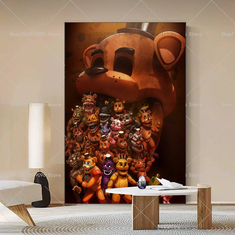 Popula Game Movie FNAF Five-nights-At-Freddys Poster Self-adhesive Art Waterproof Paper Sticker Coffee House Bar Room Wall Decor