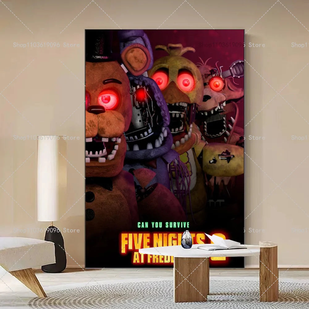 Popula Game Movie FNAF Five-nights-At-Freddys Poster Self-adhesive Art Waterproof Paper Sticker Coffee House Bar Room Wall Decor