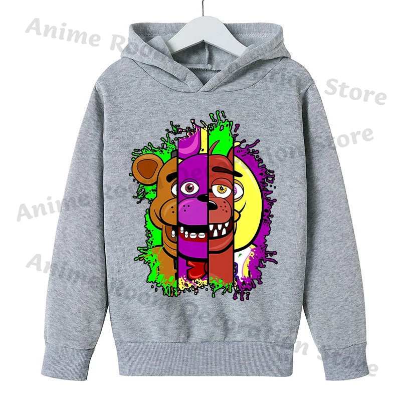 Five Nights At Freddy Hoodie for Children FNAF Anime Cartoon Cute Hooded Sweatshirt Boys Girls Autumn Fashion Sports Hoodies