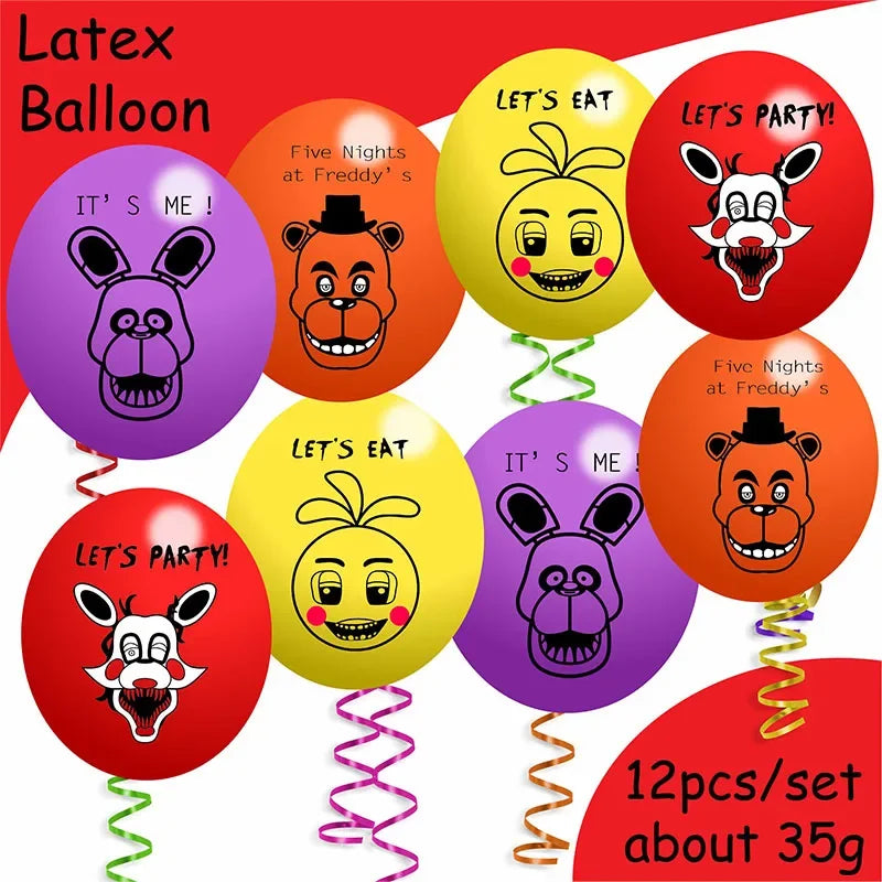 FNAF Freddy Theme Funny Party Supplies Tableware Paper Cup Plate Flag Baby Shower Balloons APRIL FOOL'S DAY Party Decoration