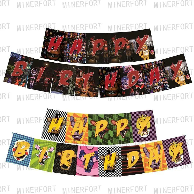 FNAF Five Nights At Freddy´s Party Theme Halloween Decor Disposable Birthday Party Tableware Digital Balloon Background Supplie
