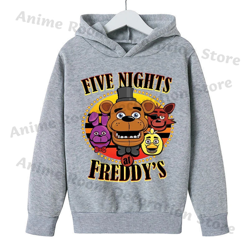 Five Nights At Freddy Hoodie for Children FNAF Anime Cartoon Cute Hooded Sweatshirt Boys Girls Autumn Fashion Sports Hoodies