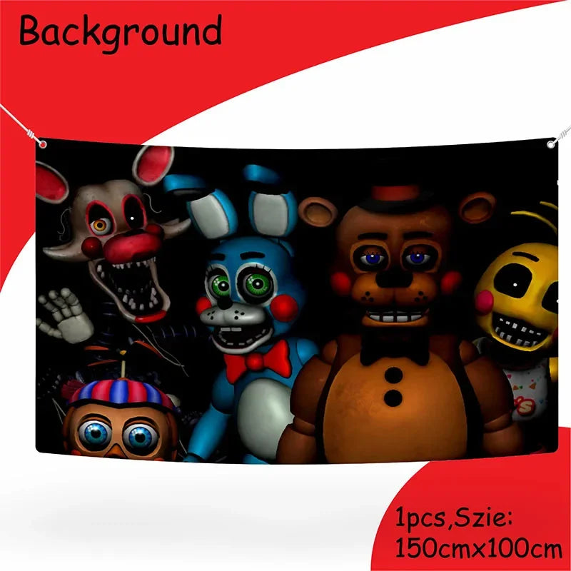 FNAF Freddy Theme Funny Party Supplies Tableware Paper Cup Plate Flag Baby Shower Balloons APRIL FOOL'S DAY Party Decoration