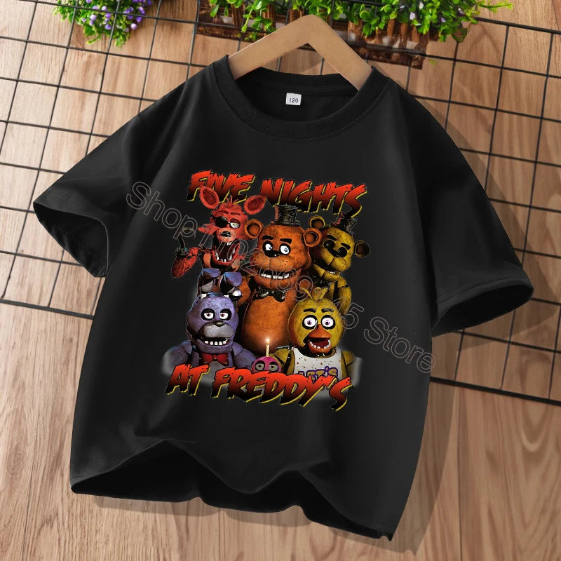 New Five Nights At Freddys Kids T-shirts FNAF Cartoon Graphic T-shirt Children Casual Sports Tops Short Sleeves Kids Clothing