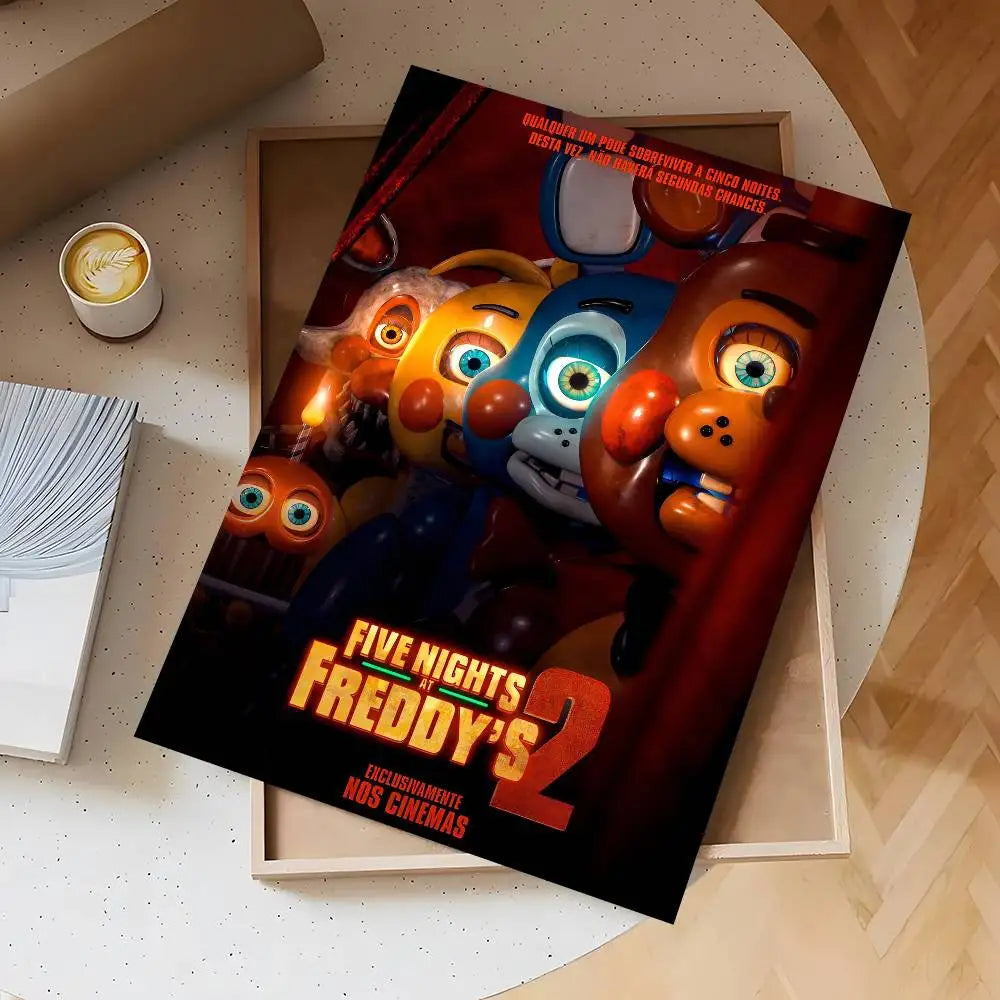 Anime Fnaf Five-nights-At-Freddys 2 Poster Self-adhesive Waterproof Sticker For Bar Room Decor High Quality Print Gift