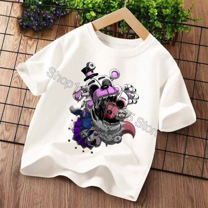 New Five Nights At Freddys Kids T-shirts FNAF Cartoon Graphic T-shirt Children Casual Sports Tops Short Sleeves Kids Clothing