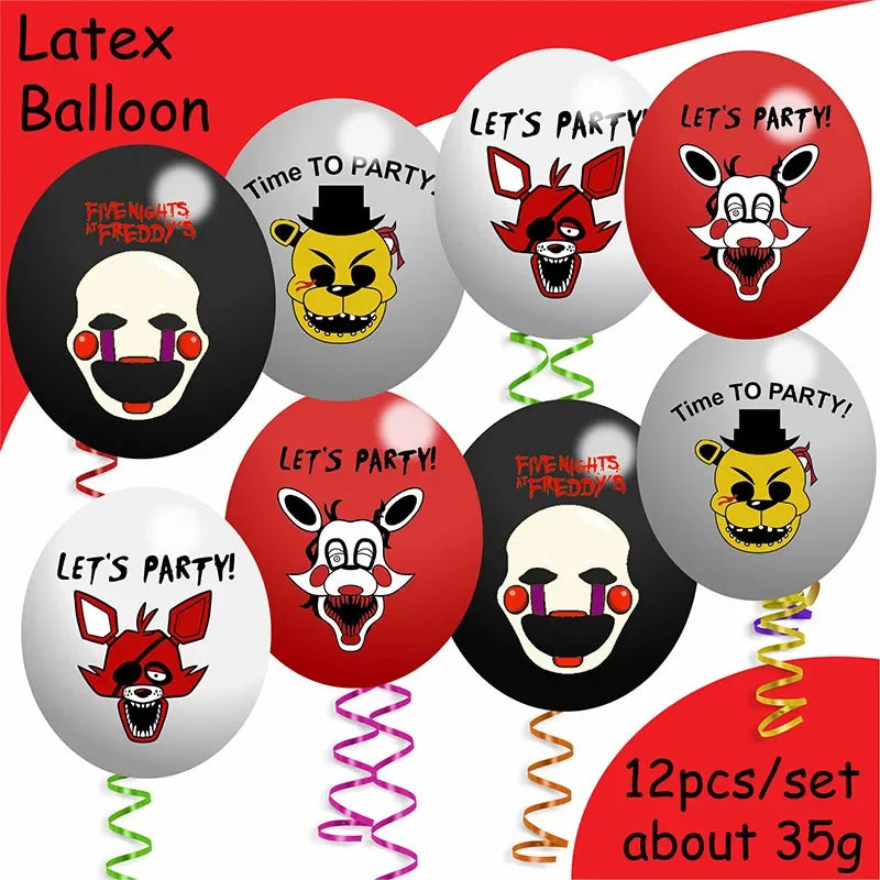 FNAF Freddy Theme Funny Party Supplies Tableware Paper Cup Plate Flag Baby Shower Balloons APRIL FOOL'S DAY Party Decoration