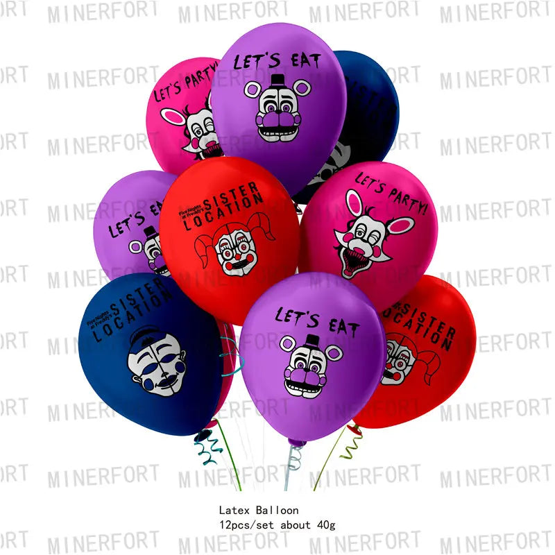 FNAF Five Nights At Freddy´s Party Theme Halloween Decor Disposable Birthday Party Tableware Digital Balloon Background Supplie