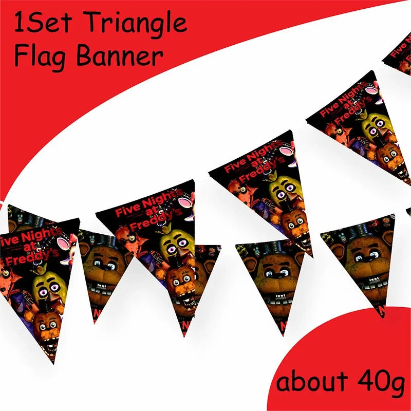 FNAF Freddy Theme Funny Party Supplies Tableware Paper Cup Plate Flag Baby Shower Balloons APRIL FOOL'S DAY Party Decoration