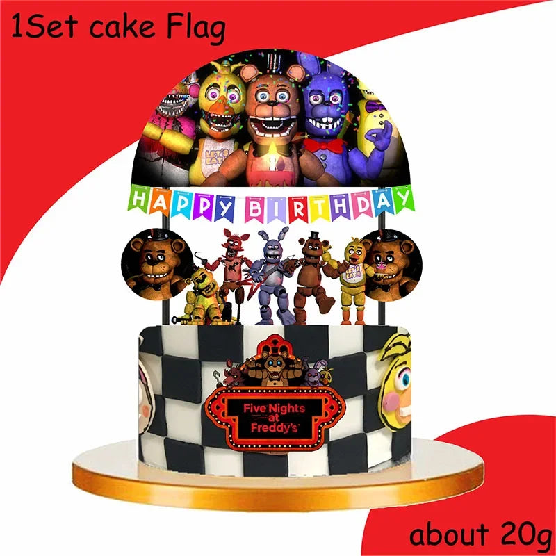 FNAF Freddy Theme Funny Party Supplies Tableware Paper Cup Plate Flag Baby Shower Balloons APRIL FOOL'S DAY Party Decoration