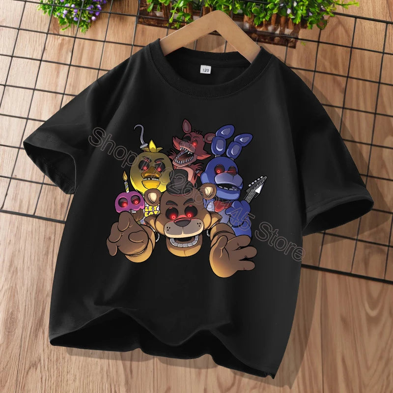 New Five Nights At Freddys Kids T-shirts FNAF Cartoon Graphic T-shirt Children Casual Sports Tops Short Sleeves Kids Clothing